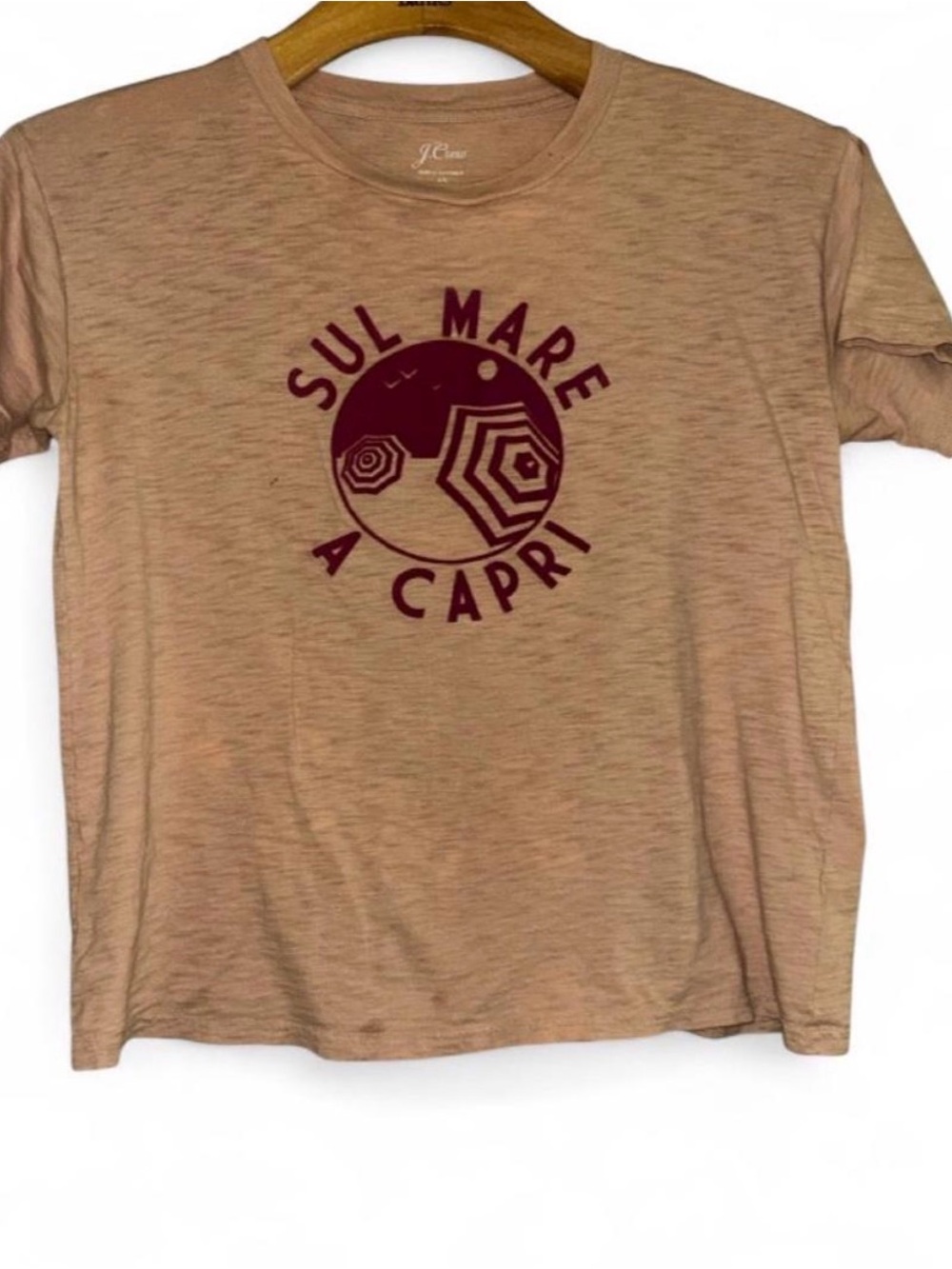 J. Crew Crewneck Tee with Maroon Beach Graphic